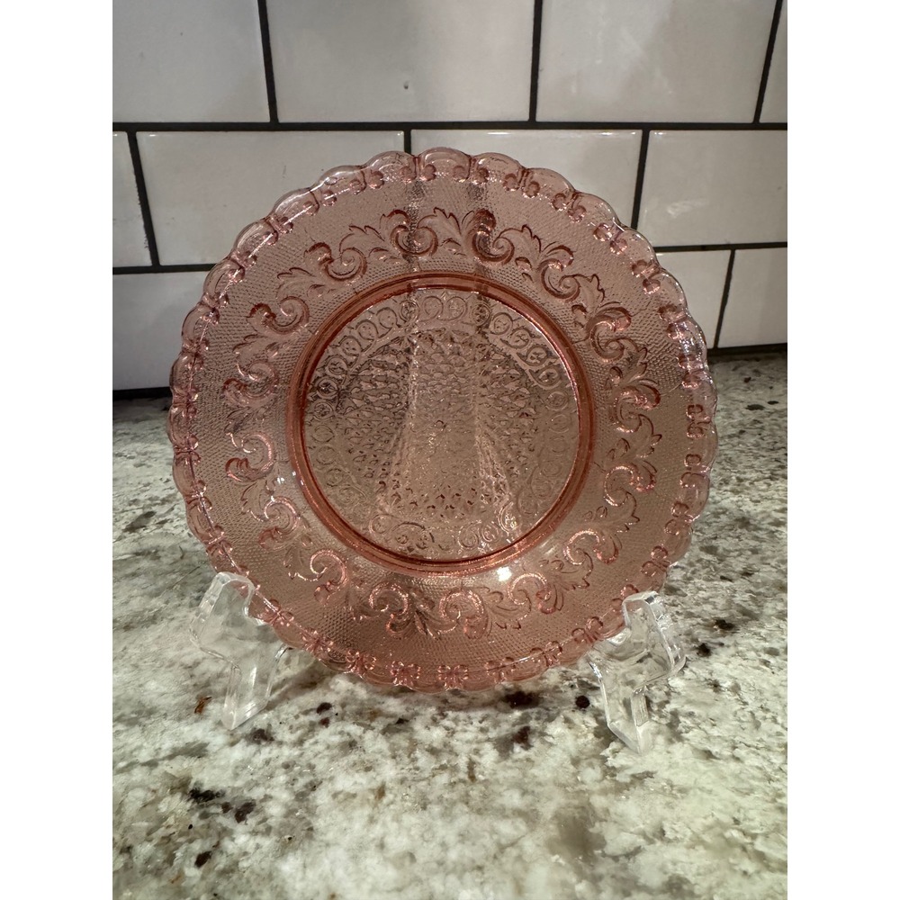 Indiana Glass Tiara Sandwich Pink Depression Glass Bread Butter Plates Set of 4
